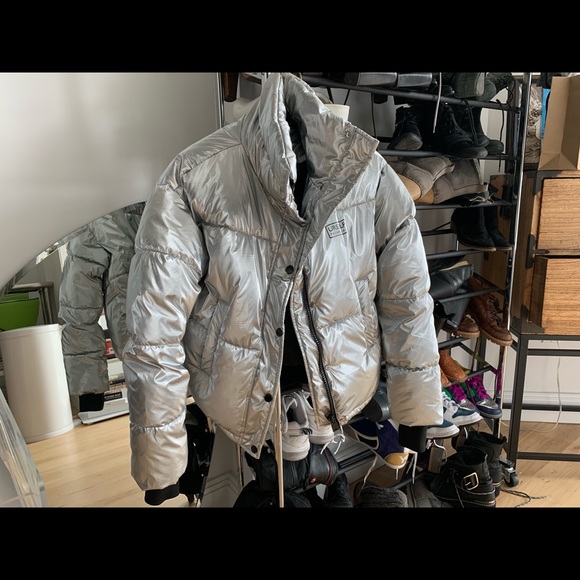 Coats | Bershka Silver Metalic Puffer 